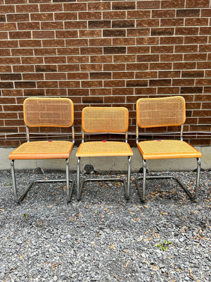 Selection of authentic chrome & cane cantilever Cesca chairs part 2