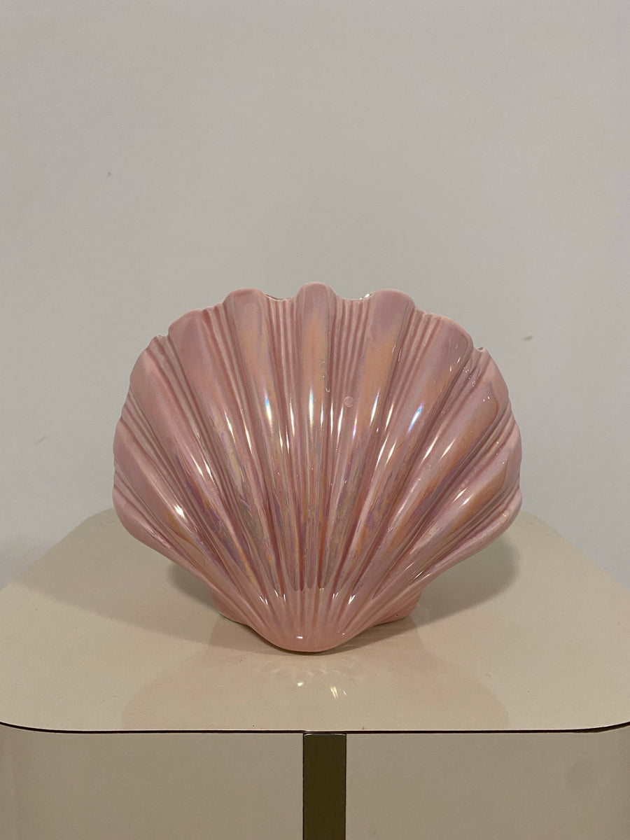 Cute little pink iridescent seashell vase