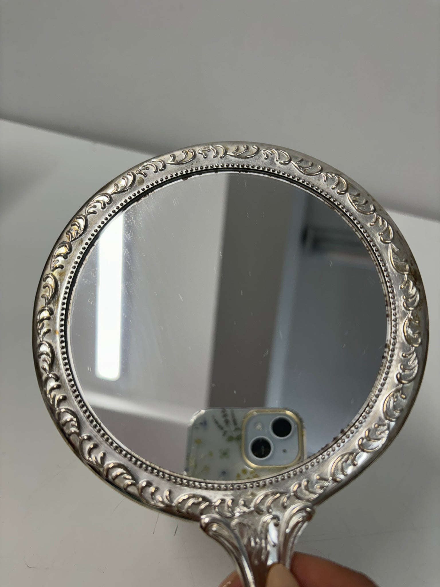 Miroir antique argenté