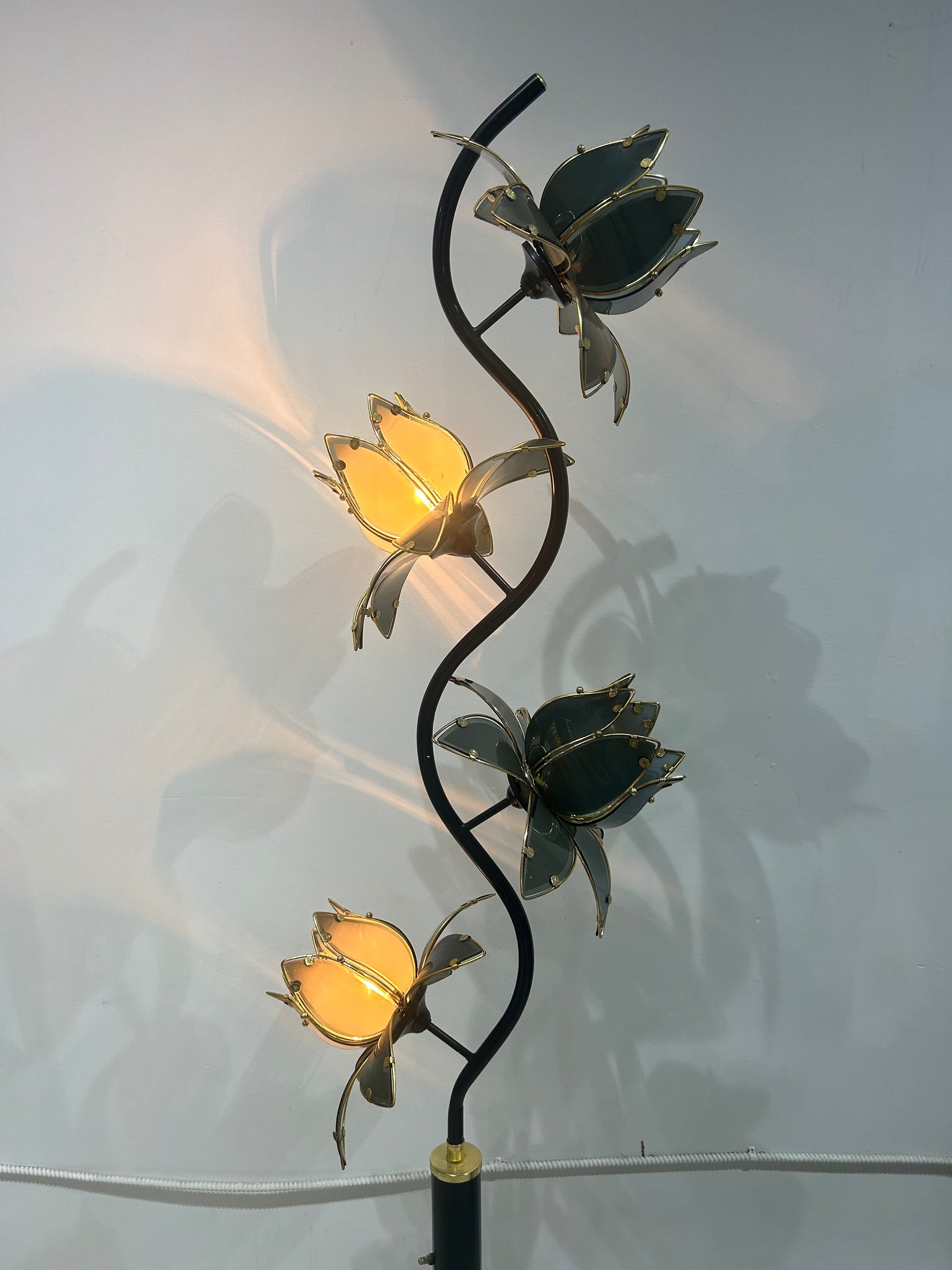Black lotus table & floor lamps