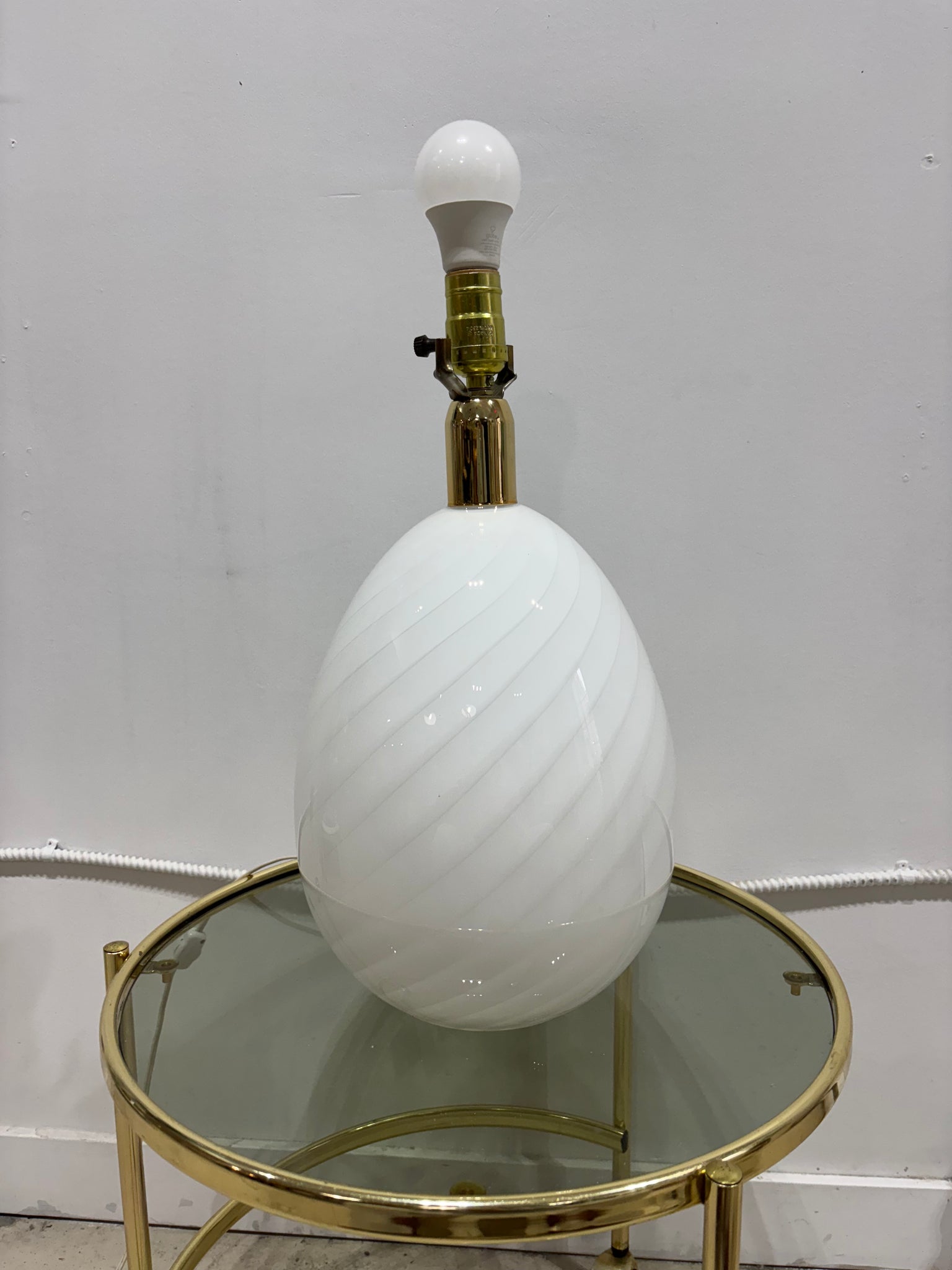 XL lampes oeufs en verre Murano swirl blanches