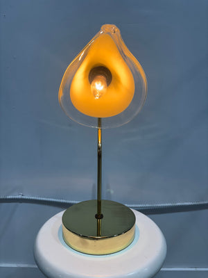 Lampe de table fleur Murano Vetri & laiton - 3 choix de fleurs