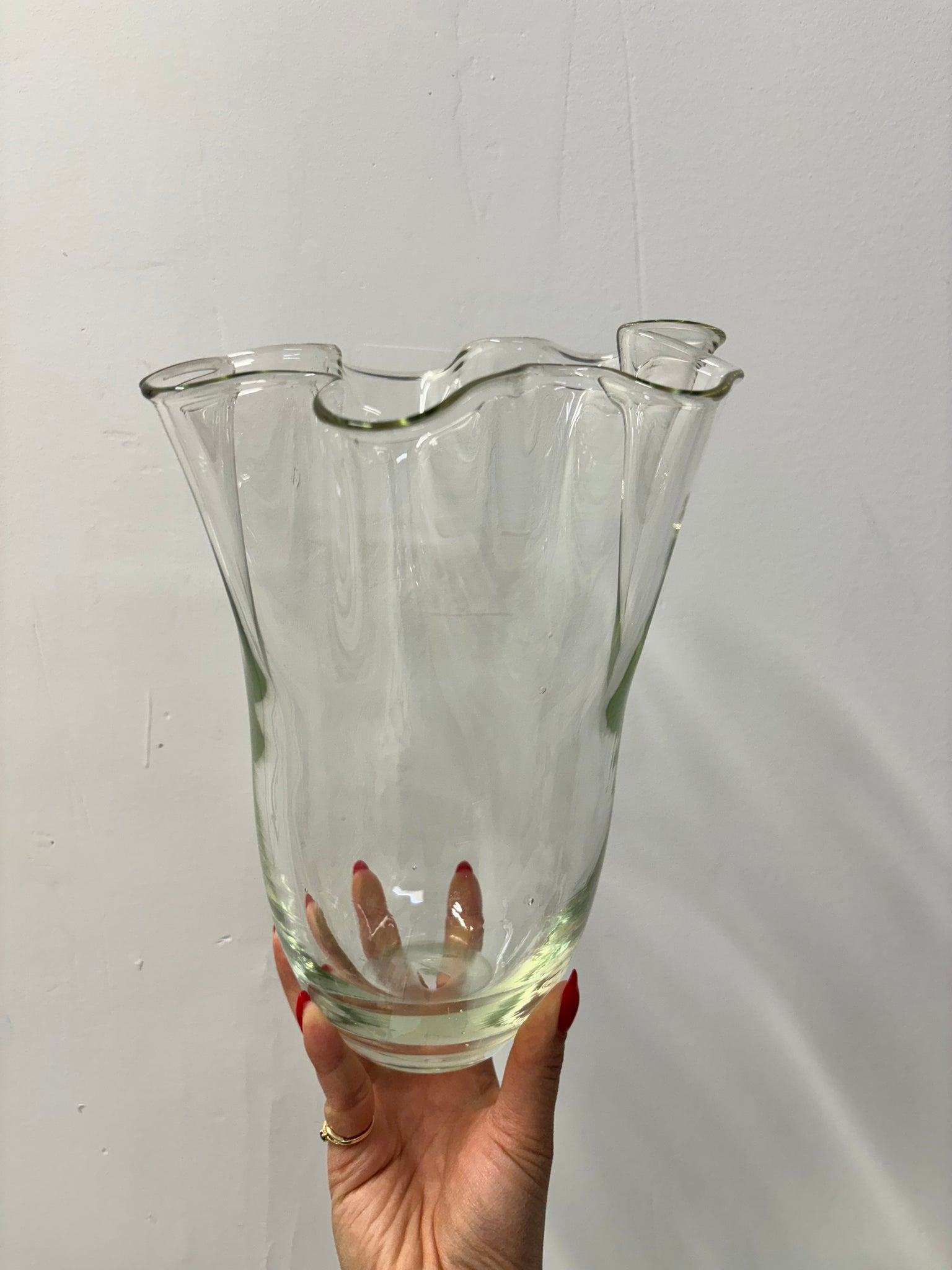 Grand vase en verre claire squiggly