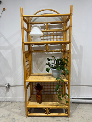 XL étagère bibliothèque en bambou rotin verre