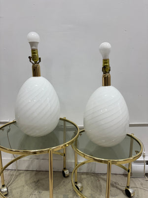 XL lampes oeufs en verre Murano swirl blanches