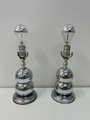 Small chrome Space Age table lamps