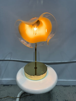 Lampe de table fleur Murano Vetri & laiton - 3 choix de fleurs