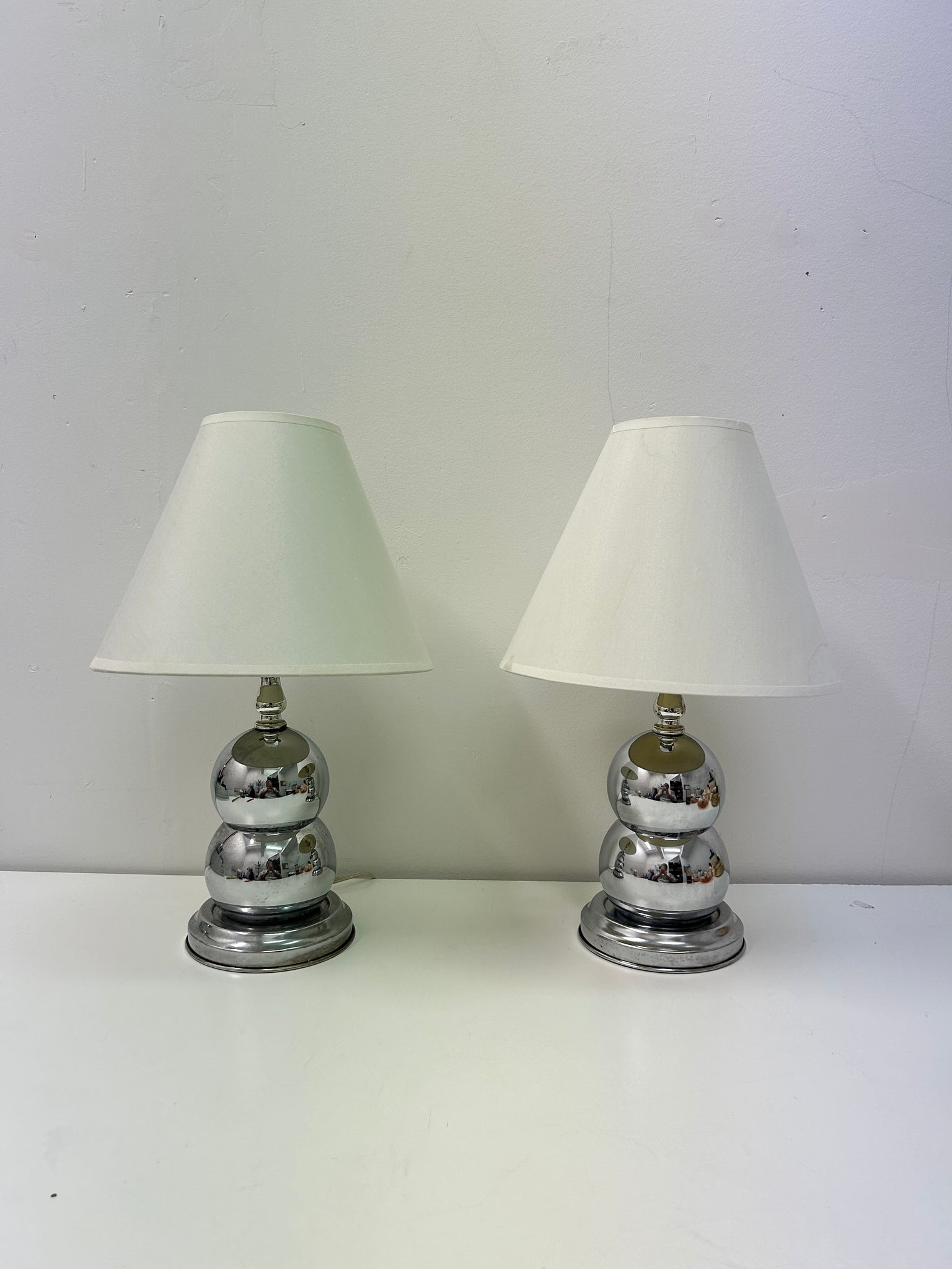 Small chrome Space Age table lamps