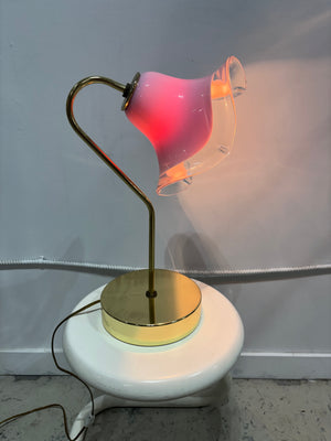 Lampe de table fleur Murano Vetri & laiton - 3 choix de fleurs