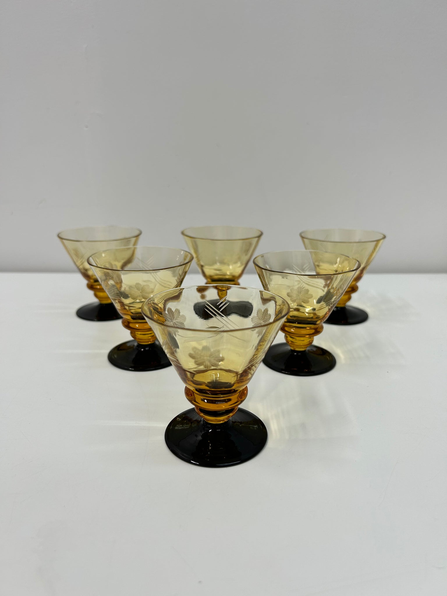 Amber glass decanter & glasses set