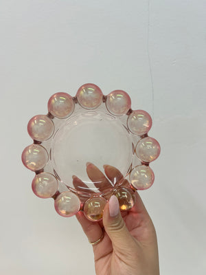 Pink bubbly glass ashtray