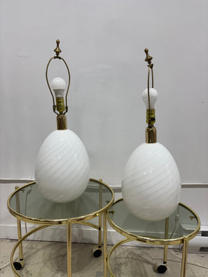 XL lampes oeufs en verre Murano swirl blanches