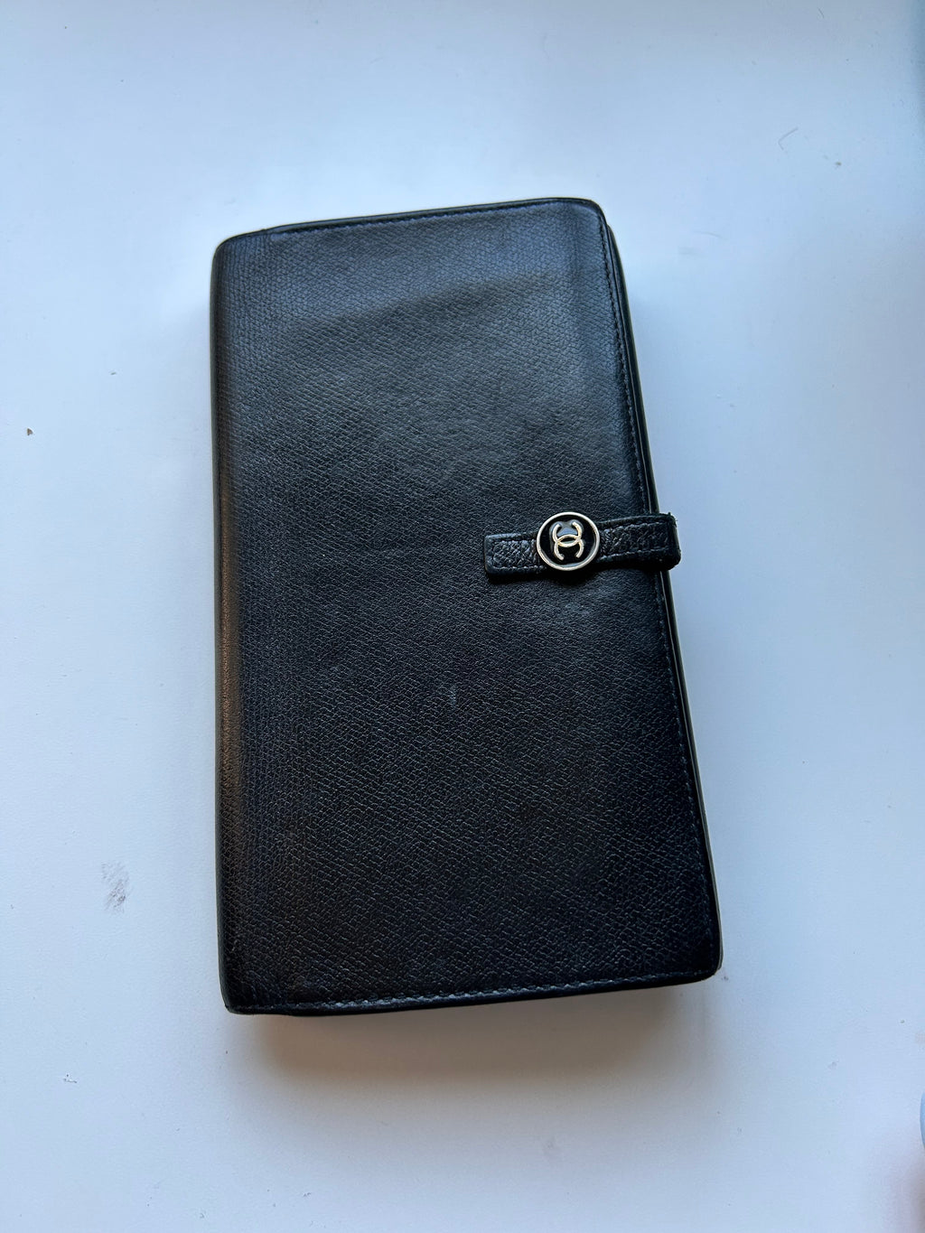 Authentic Chanel black leather wallet purse