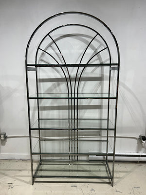 XL arched chrome & glass étagère