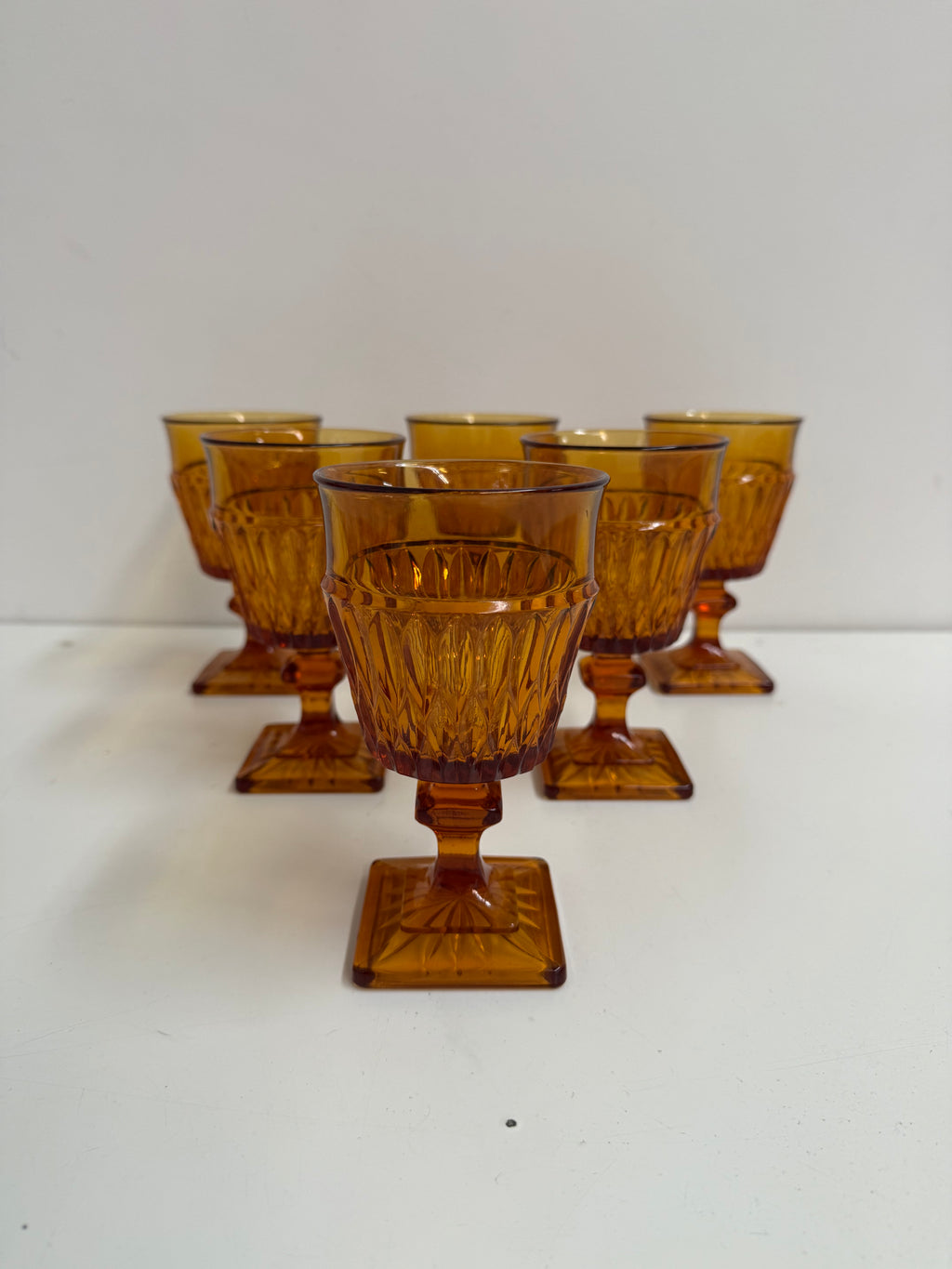 Grands verres ambrés Indiana Glass Co. Mt. Vernon