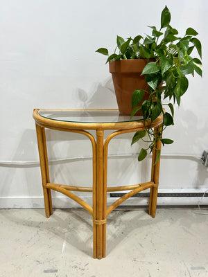 Bamboo halfmoon console table & arched mirror