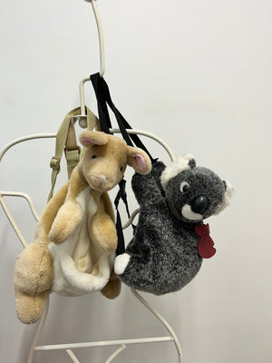 Koala & kangaroo plushie backpacks