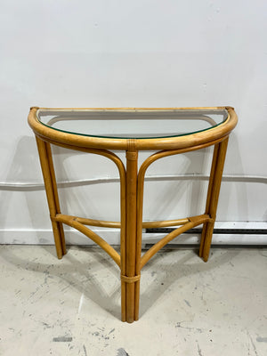 Bamboo halfmoon console table & arched mirror