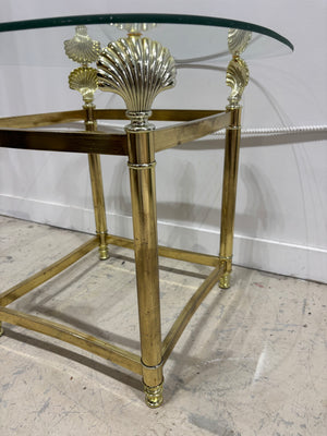 Table d’appoint dorée laiton avec coquillages