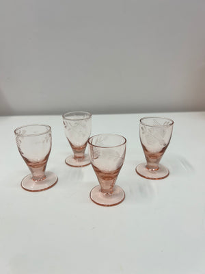 Selection of pink depression glass style glasses part 2