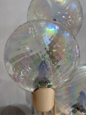 Lampe de table lollipop pêche avec globes en verre irisé