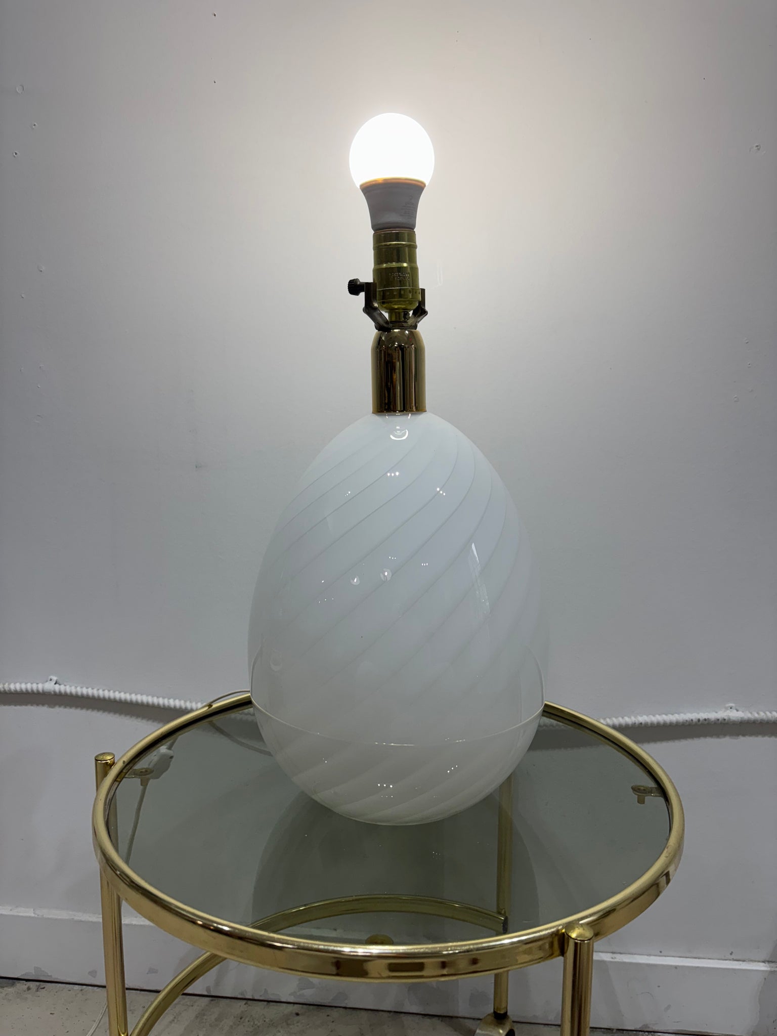 XL lampes oeufs en verre Murano swirl blanches