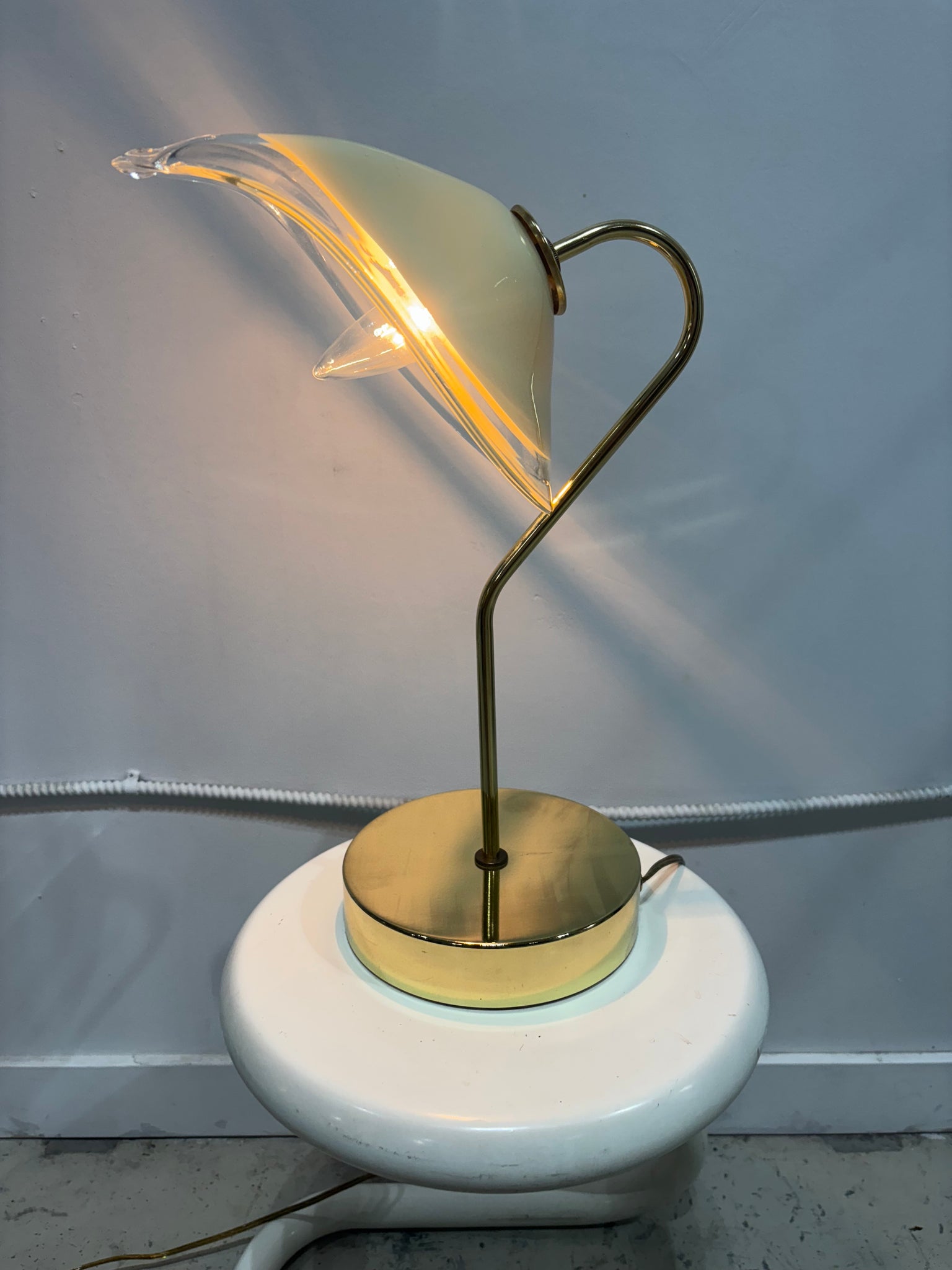 Lampe de table fleur Murano Vetri & laiton - 3 choix de fleurs