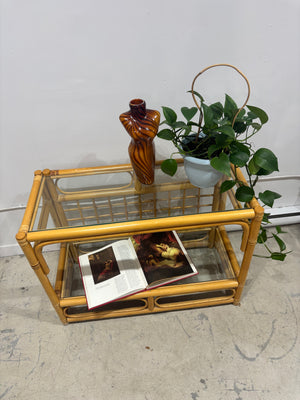 Table console en bambou et verre