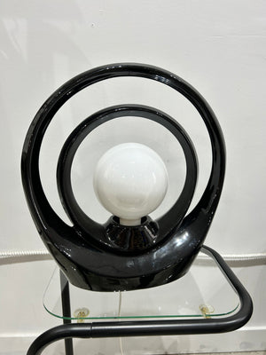 Lampe de table en céramique noire art deco hoops