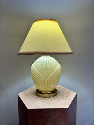 Cream art deco glass seashell lamp