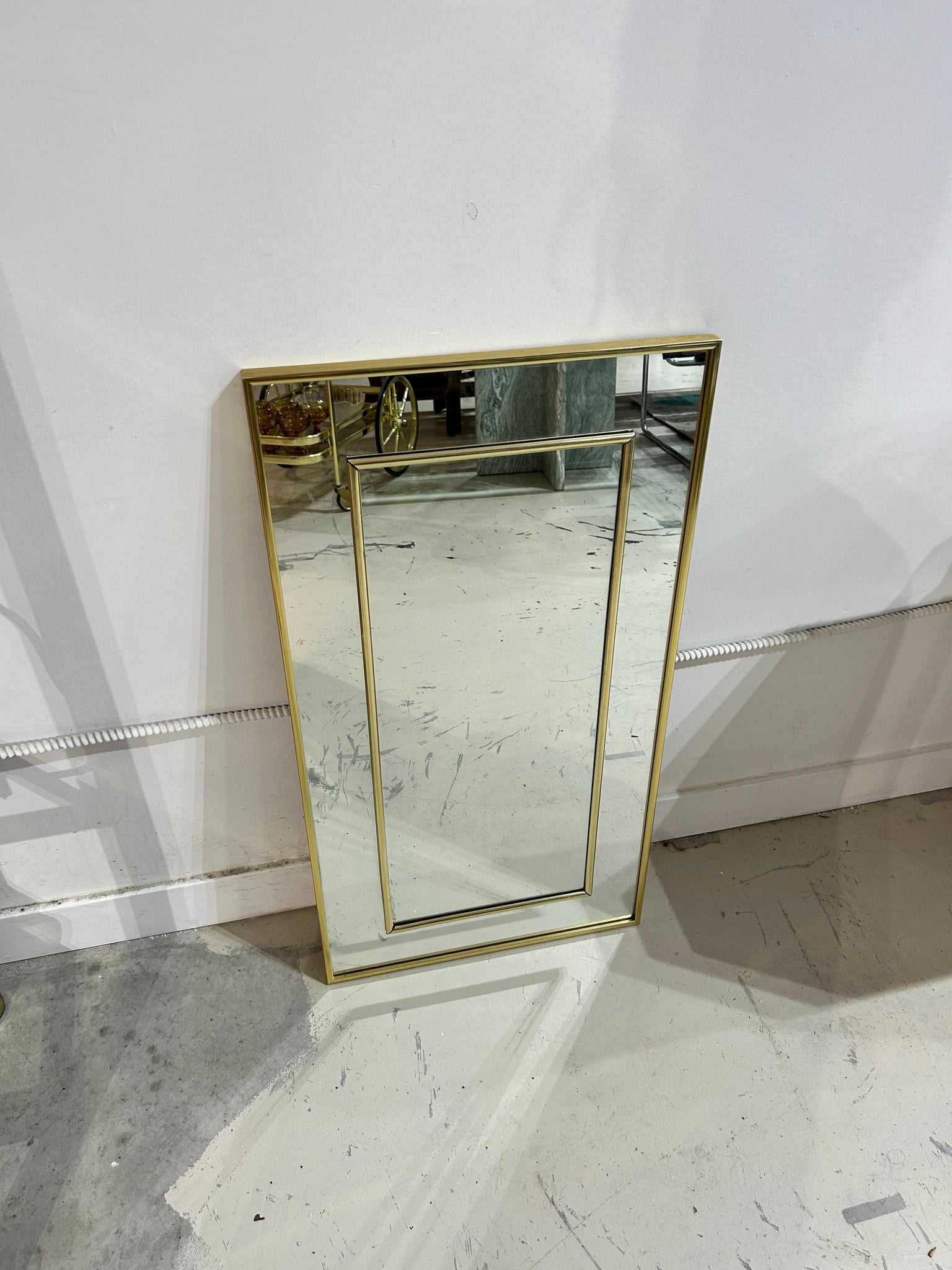 Rectangular golden brass mirror