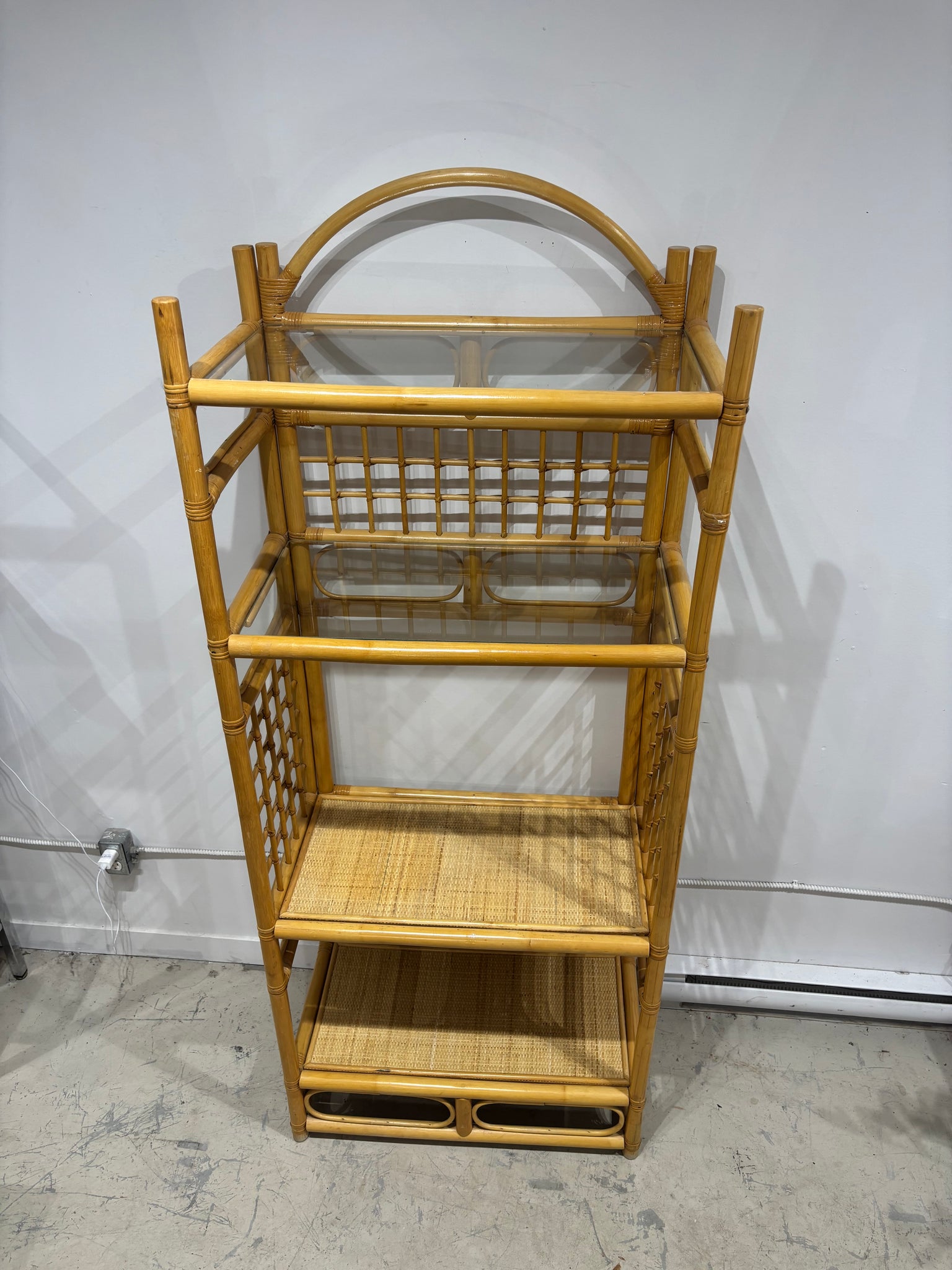 XL étagère bibliothèque en bambou rotin verre
