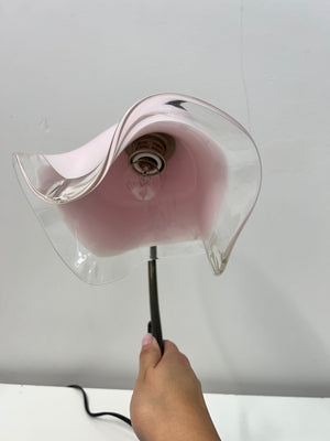 Pink Murano Vetri flower & metal table lamp