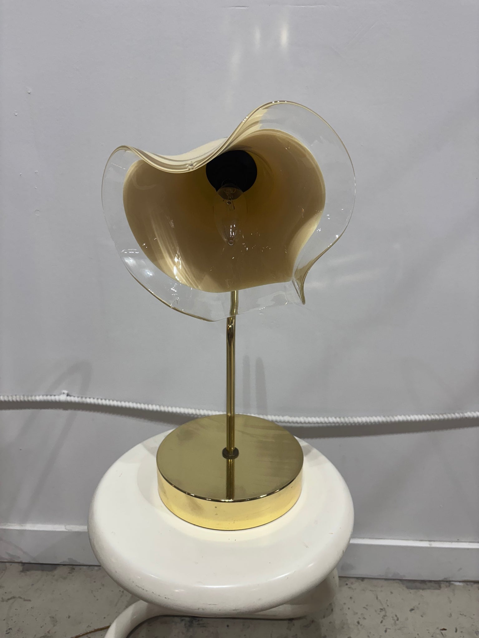 Lampe de table fleur Murano Vetri & laiton - 3 choix de fleurs