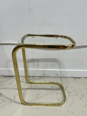 C golden brass side & glass table