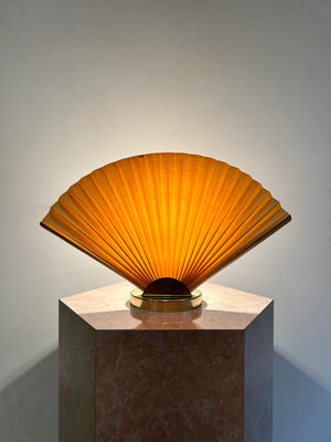 Golden brass fan table lamp