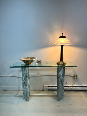 Table console en marbre & verre