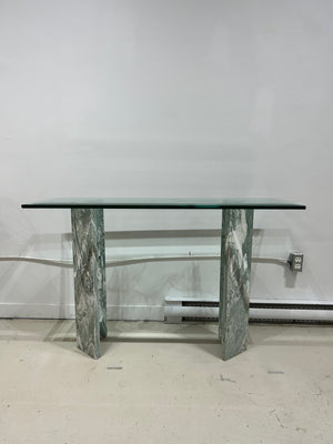 Table console en marbre & verre