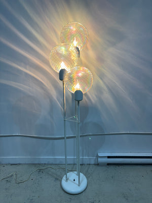 Lampe de plancher lollipop blanche avec globes irisés