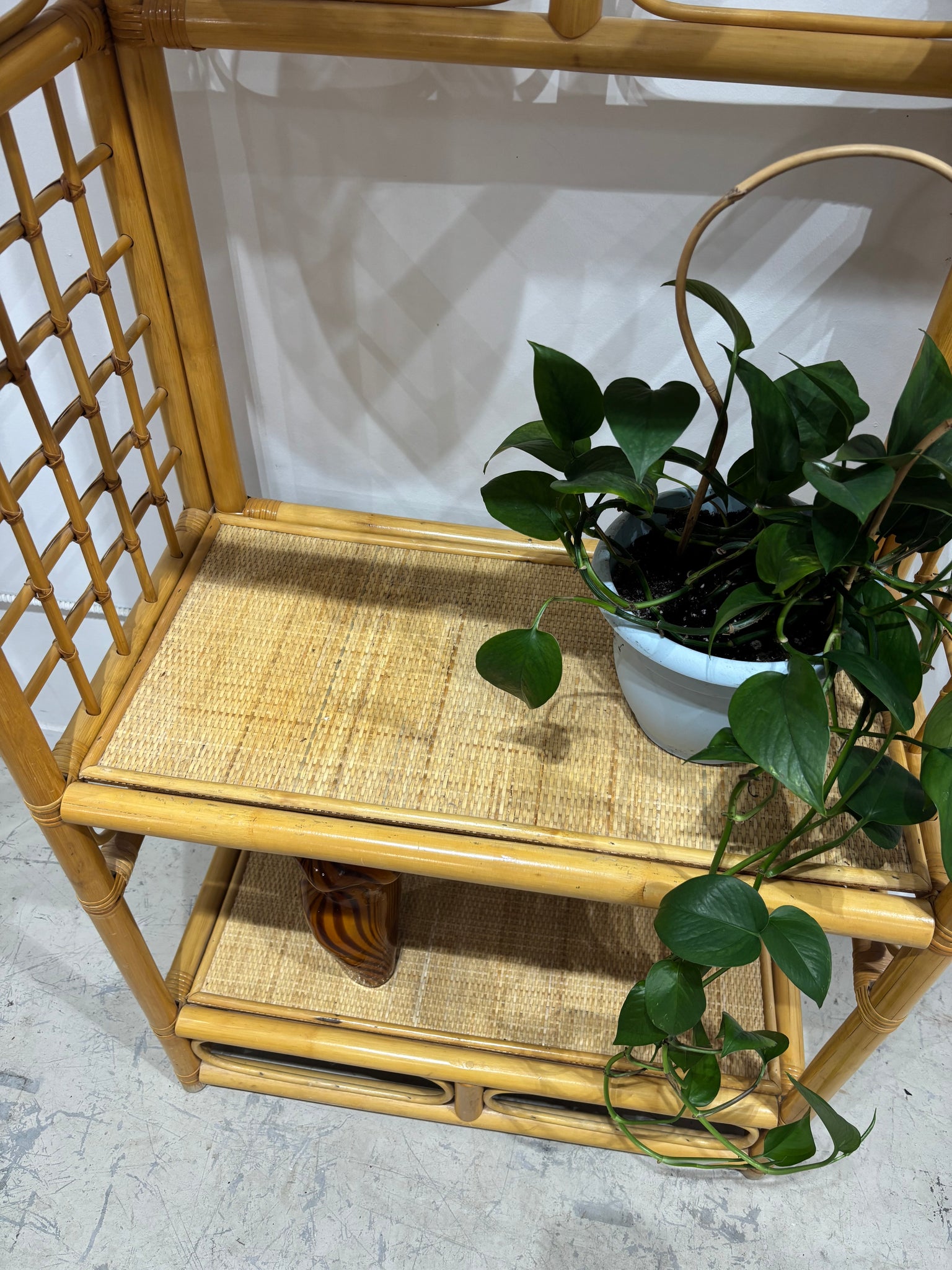 XL étagère bibliothèque en bambou rotin verre
