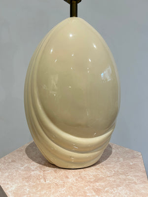 Cream oval ceramic art deco lamp