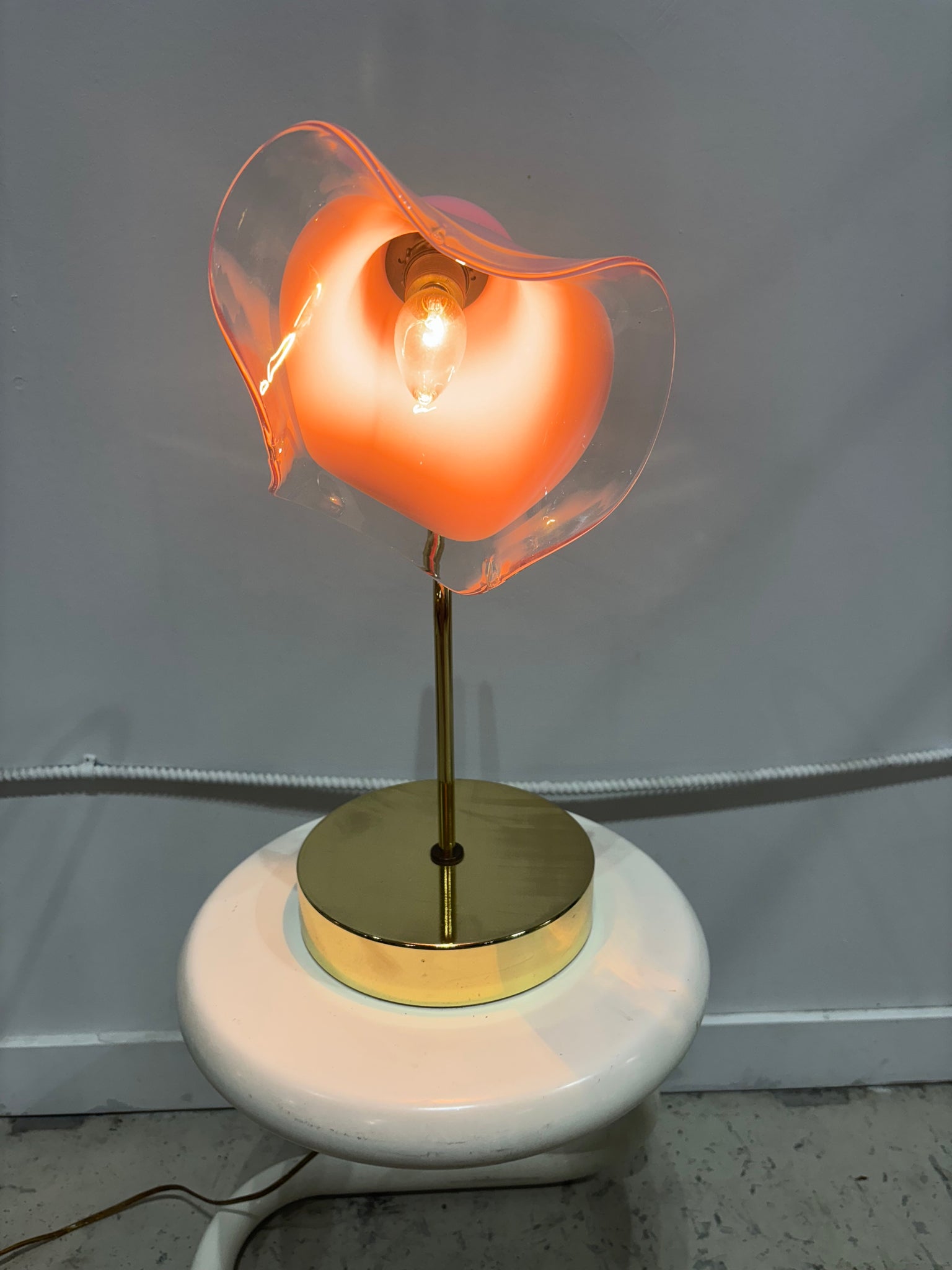 Lampe de table fleur Murano Vetri & laiton - 3 choix de fleurs