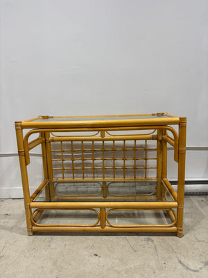 Table console en bambou et verre