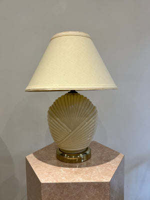 Cream art deco glass seashell lamp