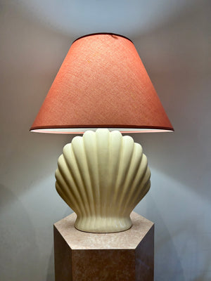 Cream art deco ceramic seashell lamp