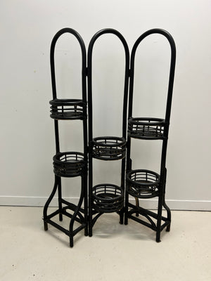Black bamboo paravent with planters