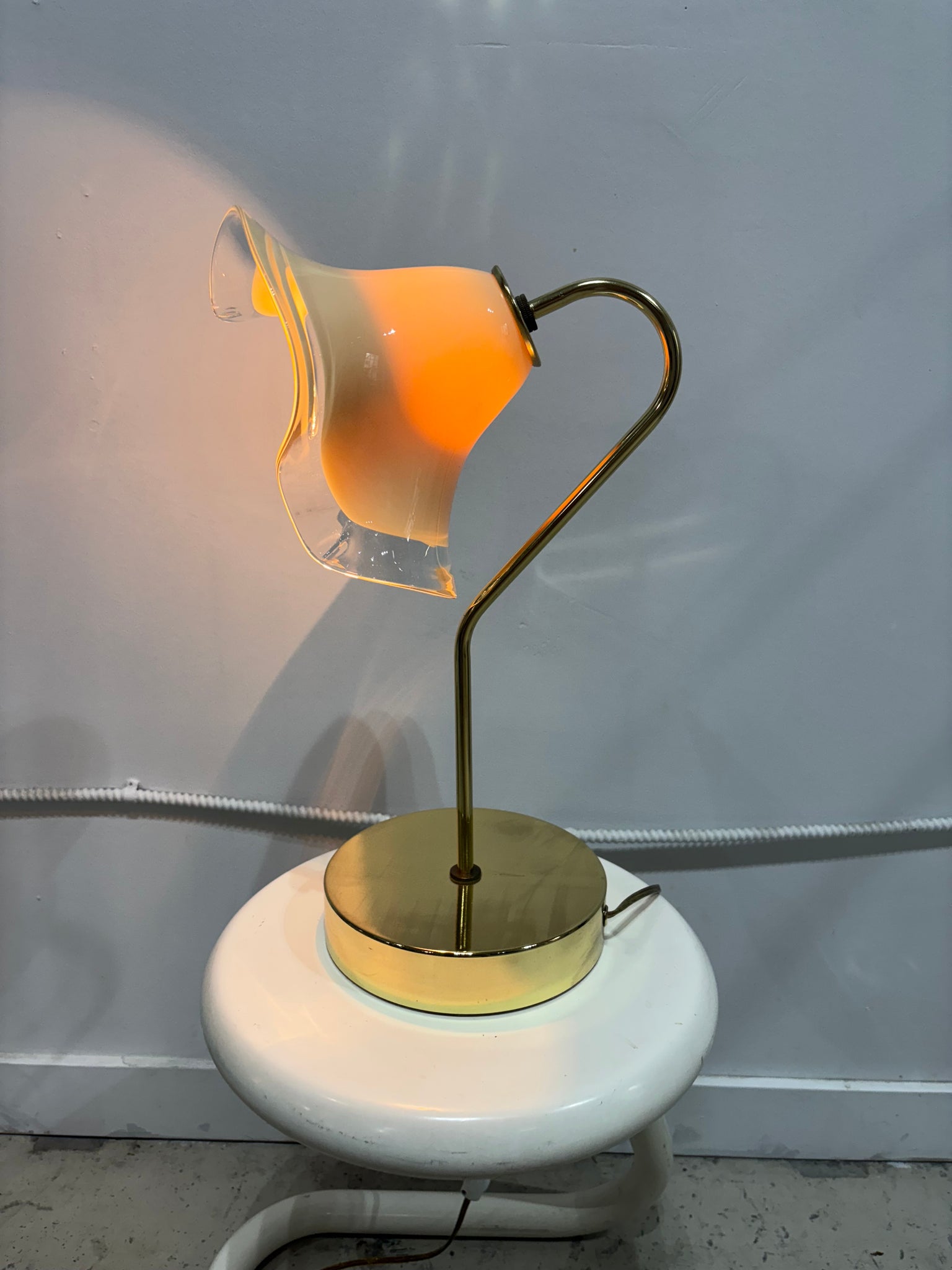 Lampe de table fleur Murano Vetri & laiton - 3 choix de fleurs
