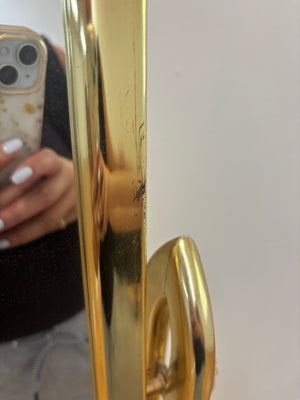Miroir doré laiton arché pivotant sur pied