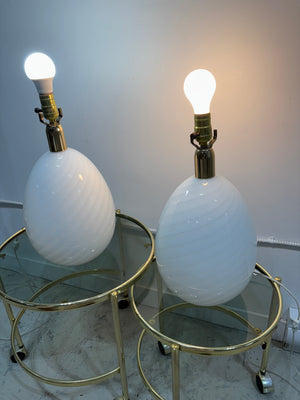 XL lampes oeufs en verre Murano swirl blanches