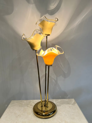 Cream Murano Vetri flowers table and floor lamps